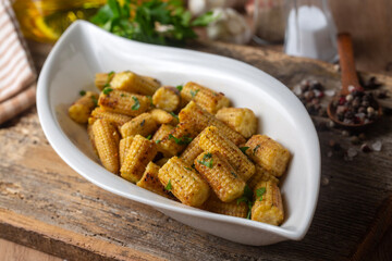 Baby corn pickled fried pot roast