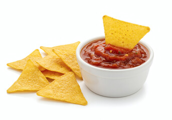 Delicious tortilla chips with salsa dip perfect for party snack food appetizer