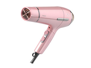 Rose gold compact hair dryer isolated on transparent background