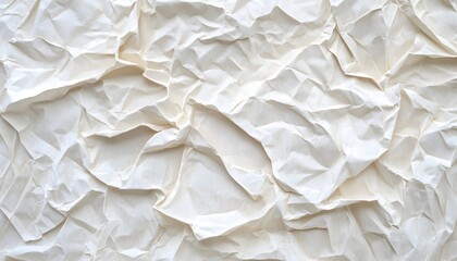 Obraz premium This close-up shot captures the intricate, wrinkled texture of white parchment paper, creating a dynamic background with various shades and folds.