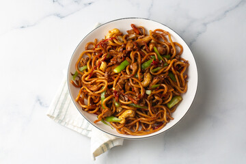 Chicken, pepper, and cashew noodles