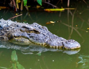 Fototapeta premium Croc in murky water