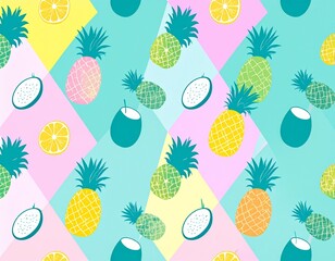 seamless pattern with pineapple, summer, travel, tropical