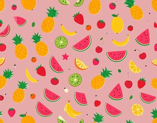 Seamless pattern with pineapples and watermelons,travel,tropical,summer