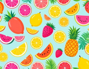 Seamless pattern with fruits
