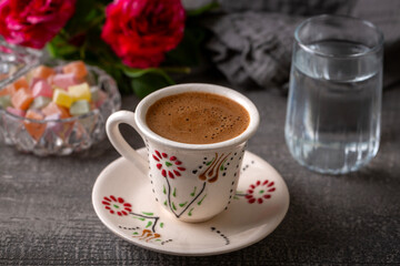 Traditional delicious Turkish coffee or Greek coffee
