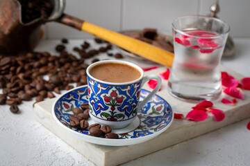 Traditional delicious Turkish coffee or Greek coffee