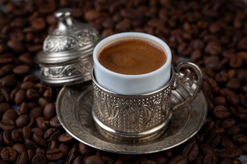 Traditional delicious Turkish coffee or Greek coffee