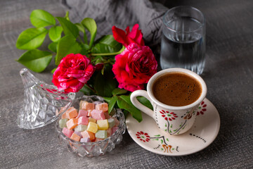 Traditional delicious Turkish coffee or Greek coffee