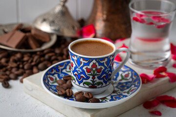 Traditional delicious Turkish coffee or Greek coffee
