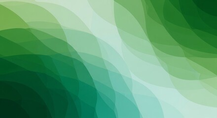 Serene Green Flow An Abstract Background of Smooth Overlapping Translucent Wavy Layers.