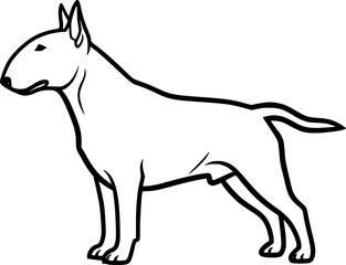 Obraz premium Bull terrier dog standing side view outline vector 