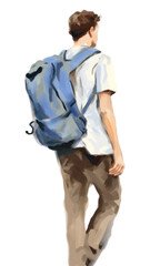 Fototapeta premium PNG Man with backpack walking adult bag.