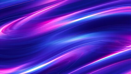 Dynamic Glowing Neon Waves in Vibrant Purple and Blue Hues with Luminous Streaks