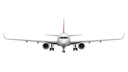 Front View of Commercial Airplane Isolated