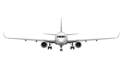 Front View of Commercial Airplane Isolated