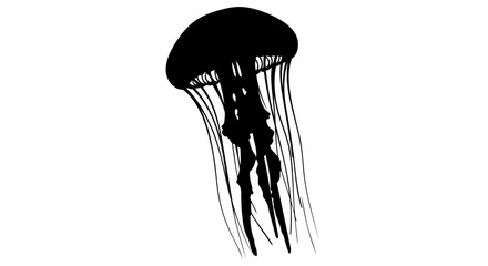 elegant black jellyfish silhouette transparent background for modern designs