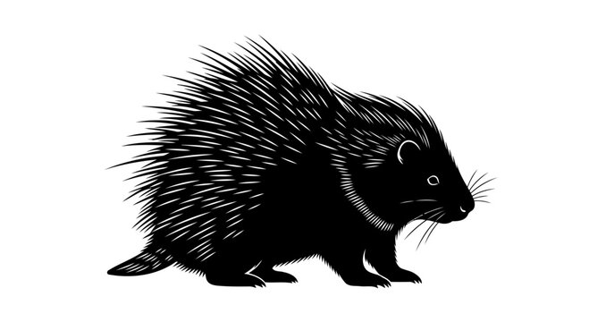 elegant porcupine silhouette transparent vector for modern designs presentations