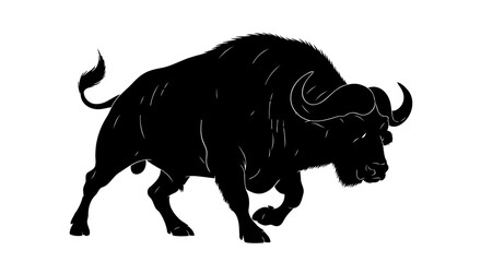 powerful black buffalo silhouette transparent background for modern designs