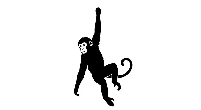 playful monkey silhouette transparent background for design overlay