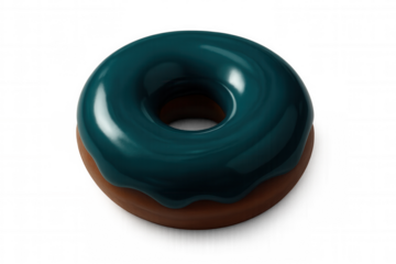 3d rendering of a delicious teal glazed donut isolated on a transparent background, perfect for food-related projects