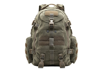 Olive Green MOLLE Backpack Isolated on Transparent Background