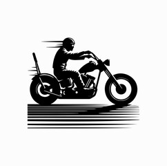 Fototapeta premium Vintage Motorcycle Rider Silhouette – Chopper on Open Road Icon