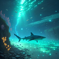 Obraz premium shark in aquarium