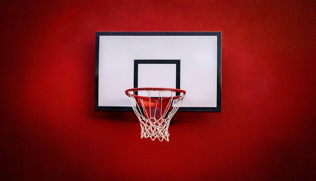 basketball hoop against red wall background