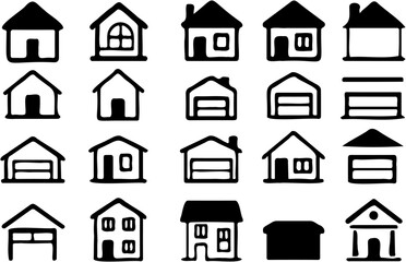 Minimalist House Illustration Set – Modern Vector Design for Architecture & Home Decor Projects
