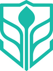 Green Leaf Emblem &ndash; Geometric Eco Symbol with Transparent Background