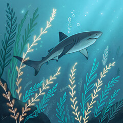 Naklejka premium sharks and fishes