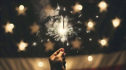 A festive capturing the essence of the 4th of July celebrations with fireworks and an American flag, symbolizing national pride.