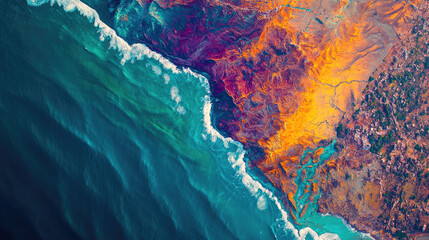 A colorful map of Daman and Diu against a coastal backdrop