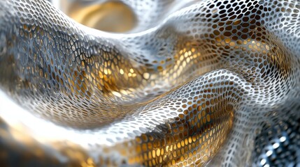 Metal mesh texture background abstraction gold silver fabric pattern modern design futuristic material technology surface wave structure grid luxury