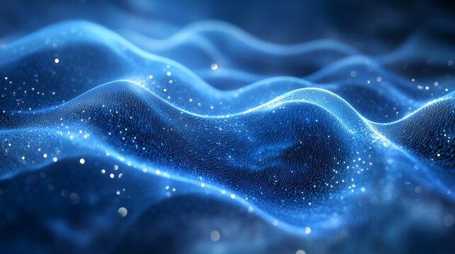 Abstract background wave particle light star dust blue glow glitter sparkle magic fantasy technology digital data network future science concept - Powered by Adobe