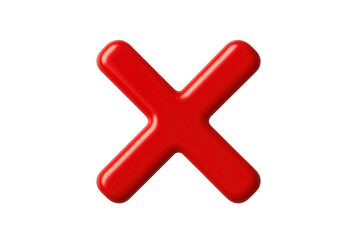 Red cross symbol conveying rejection, standing against transparent backdrop, ready for graphic design integration