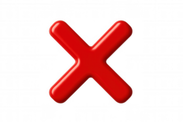 Red cross symbol conveying rejection, standing against transparent backdrop, ready for graphic design integration