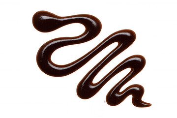 Wavy stream of chocolate syrup isolated on transparent background, perfect for adding a touch of sweetness to food images