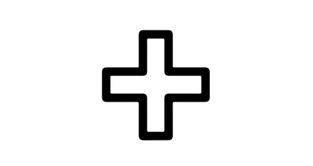 Fototapeta premium Object find black outline plus sign vector image for medical cross symbol and addition sign download graphic design element vector