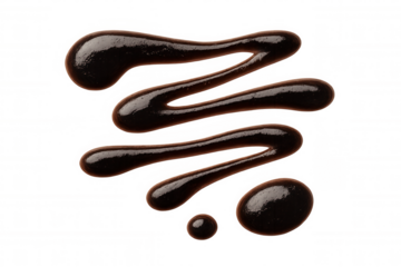 Glossy chocolate sauce artfully cascading, forming elegant swirls against translucent surface, highlighting culinary elegance and gourmet design elements