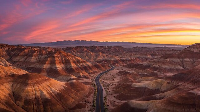 Desert badlands animation at golden hour
