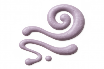 Pastel pink cosmetic cream smear creating swirling spiral and wavy lines, floating on transparent surface