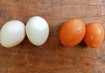 easter eggs on wooden background