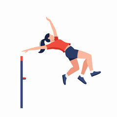 Female Athlete Executes Perfect High Jump Over Bar, Showcasing Agility and Determination in a Dynamic Track and Field Illustration