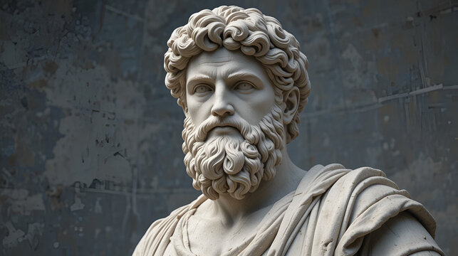 Illustration of the sculpture of Aristotle. The Greek philosopher. Aristotle is a central figure in the history of Ancient Greek philosophy.