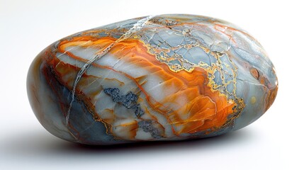 Stunning Polished Stone: A Symphony of Orange, Gray, and Gold Hues