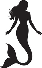 Black Silhouette of Mermaid Vector Design