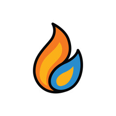 A cartoon icon of a stylized flame with a swirl and two colors, representing abstract concepts like passion or unique design.