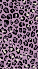 Fototapeta premium Flat art style vector pattern of leopard print with lavender and black colors, simple seamless design